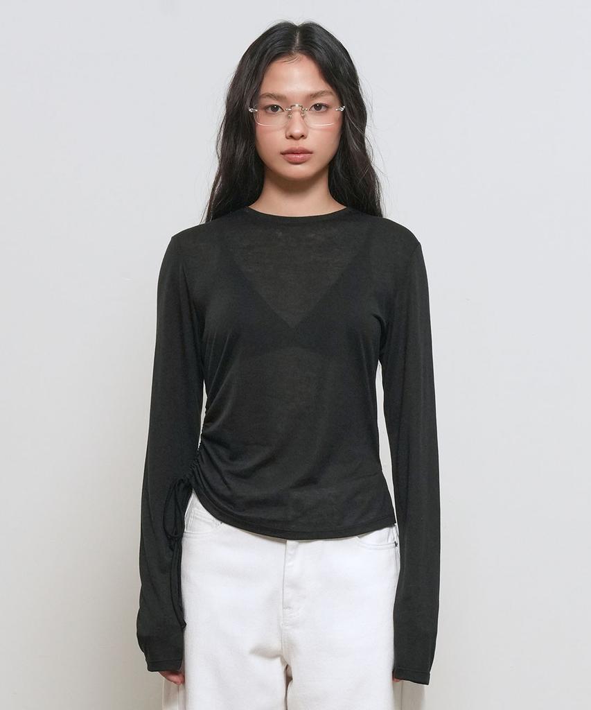 GENERALIDEA Shirred Long Sleeve T-Shirt [Black] / Gf2Lts517