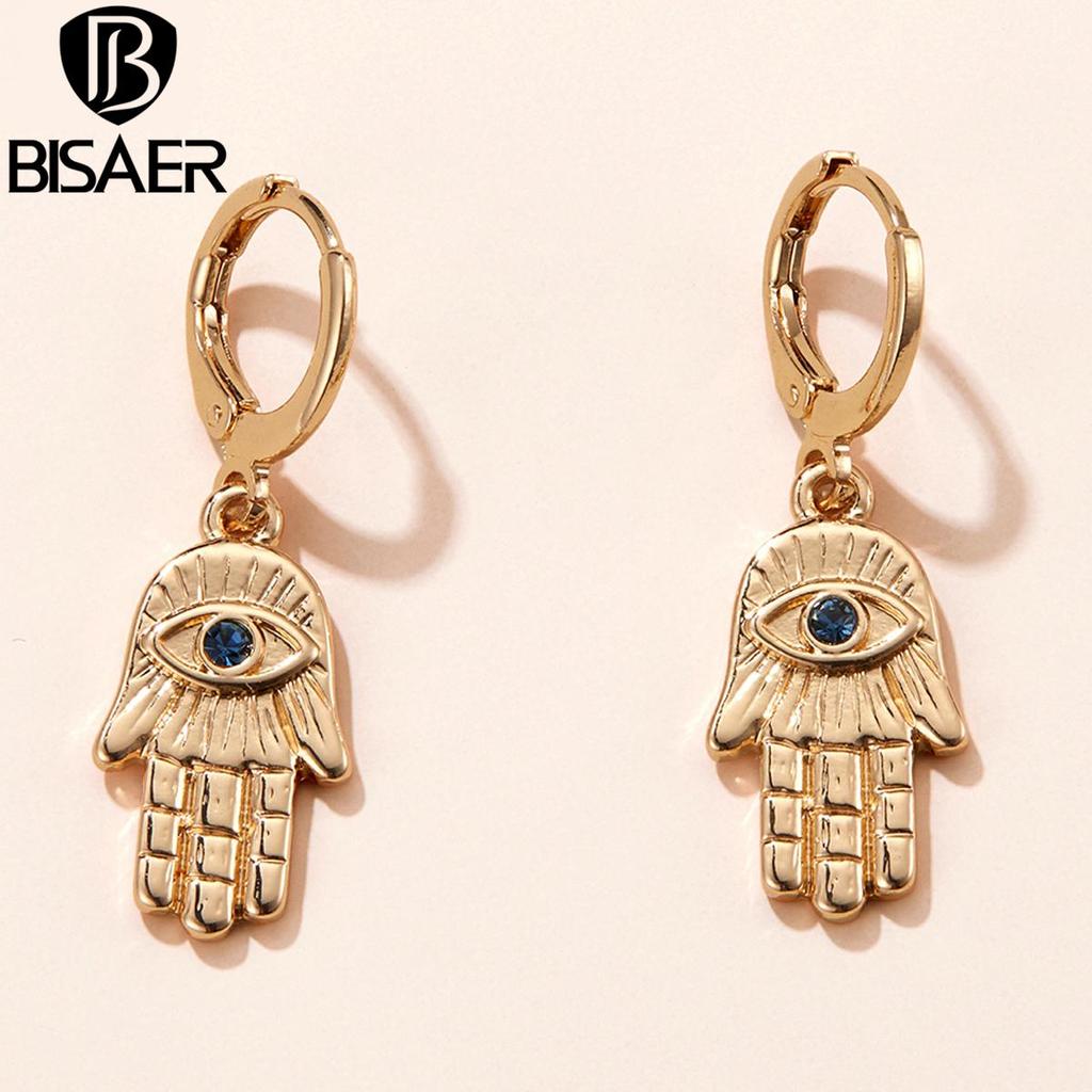 Bisaer Exquisite Shining Lucky Palms Stud Earring for Ladyies High Jewelry