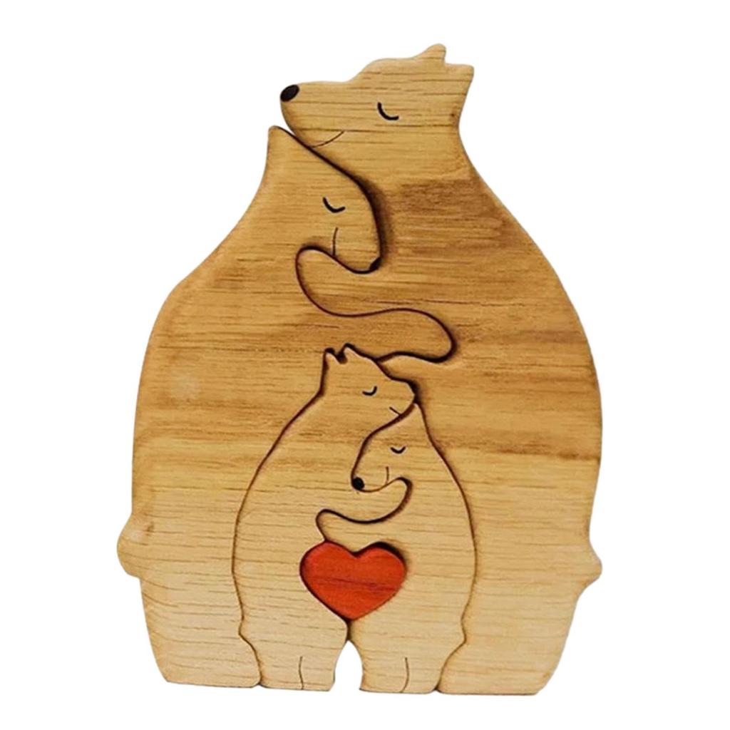 Wooden Bear Family Art Puzzle Wooden Bear Sculptures for Christmas