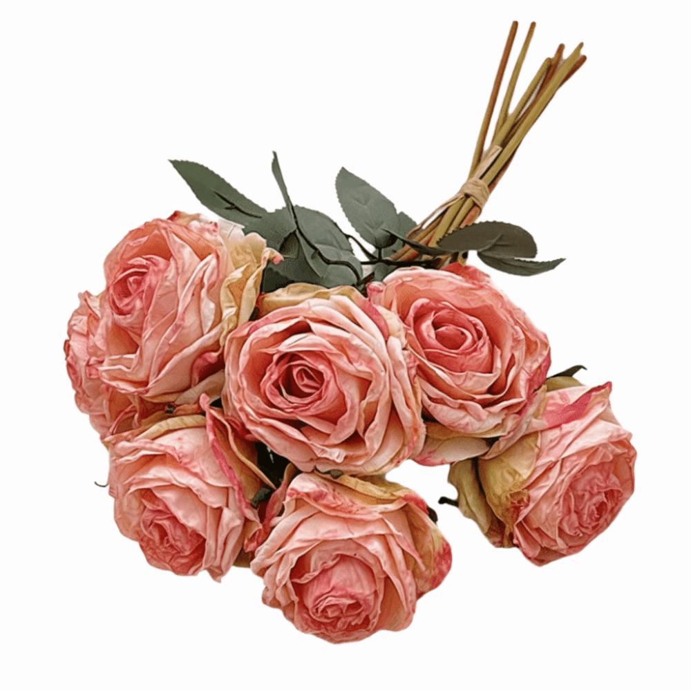 7PCS/Bundle 7 Head Rose Artificial Flower Multicolor Silk Petals Simulation Rose Flower Photo Props Table Ornament