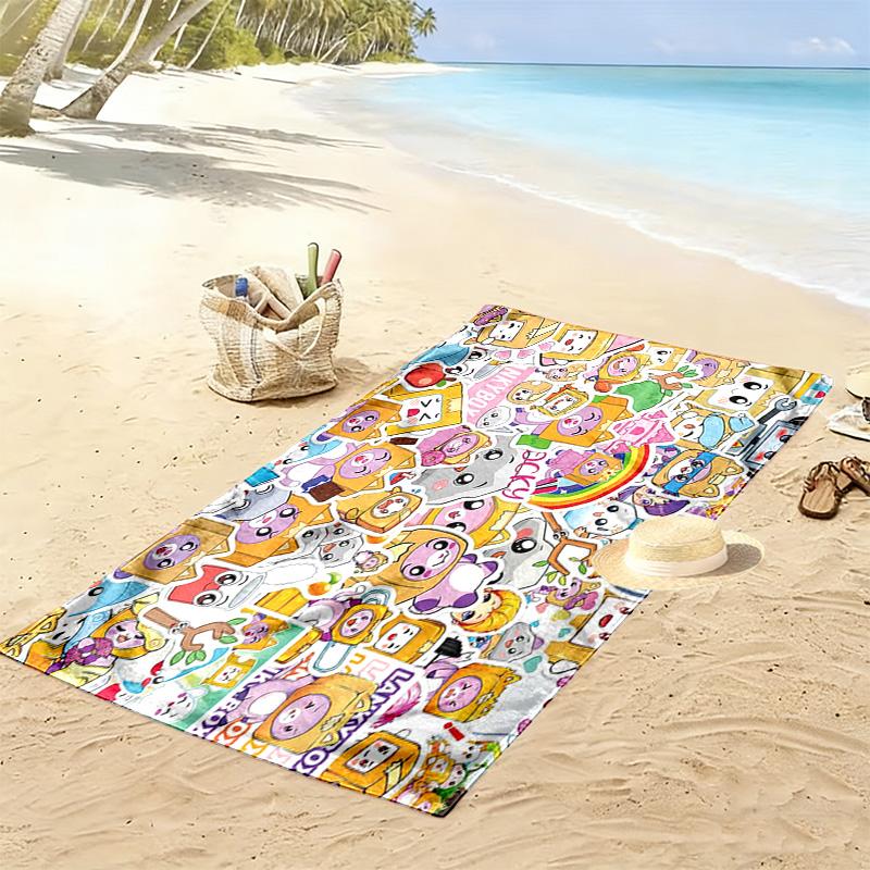 LankyBox Cartoon 2D Flat Print Beach Towel, Large Soft Quick Dry Towel for Beach Camping SwimmingZSTJ0915061