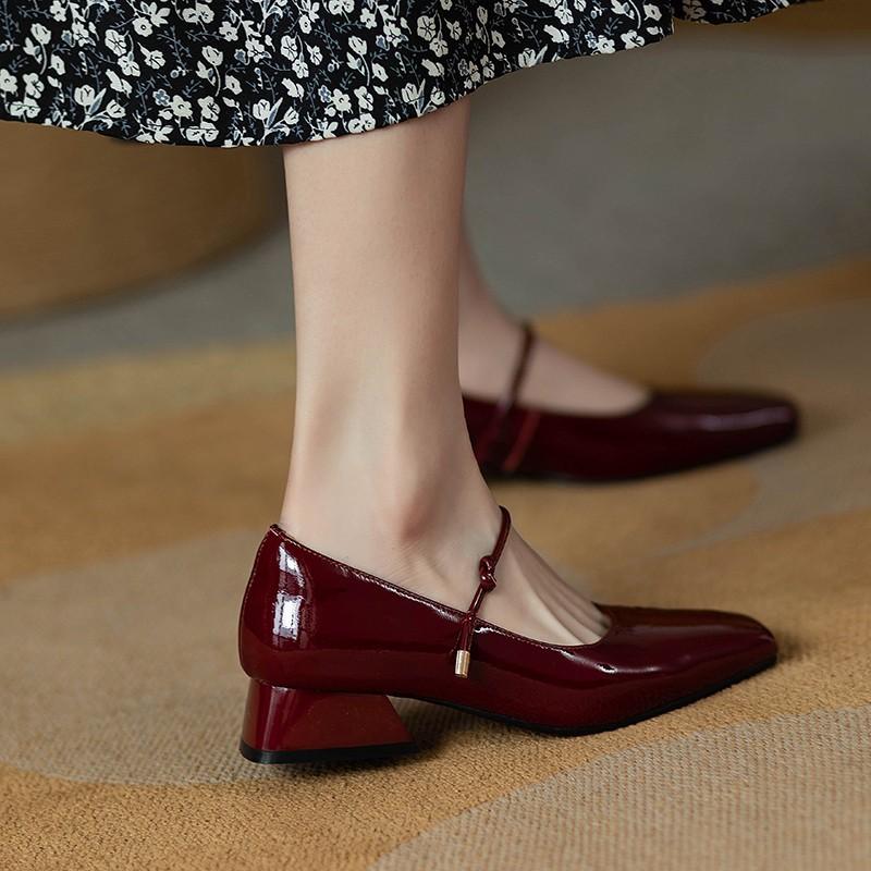 Women's Mary Janes Shoes New High Quality Pumps Low Heel Dress Shoes Square Toe Shallow Buckle Strap Women's Shoes