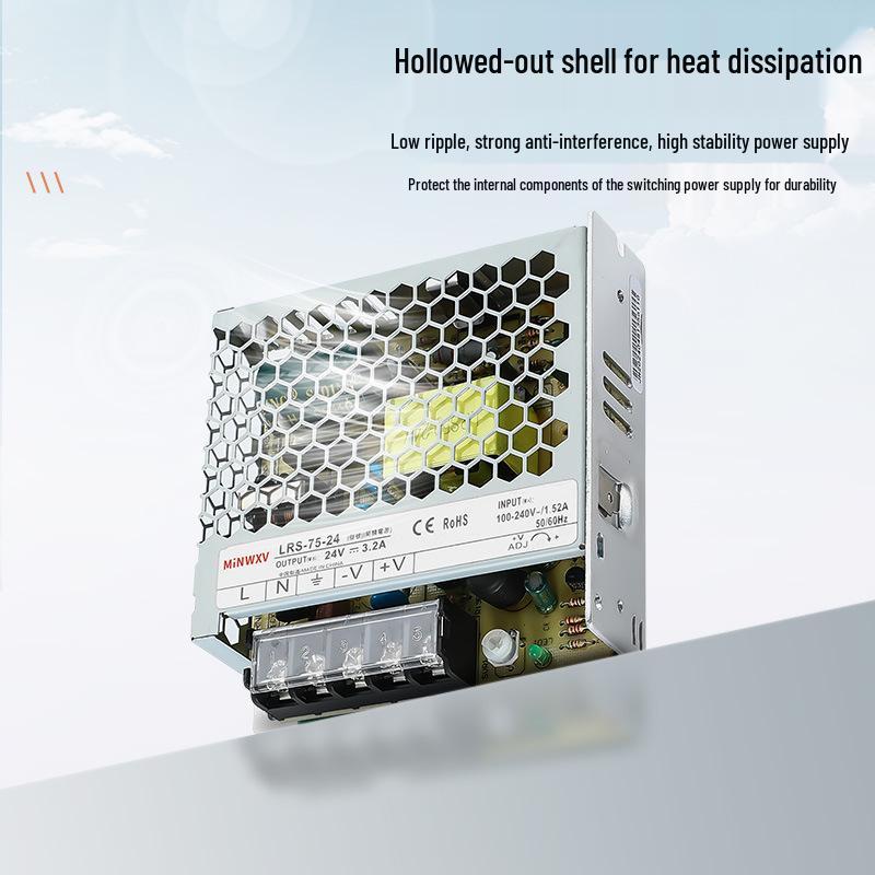 LRS-75W Dual Output Industrial Control Power Supply: 12V & 24V DC Regulated Switching.