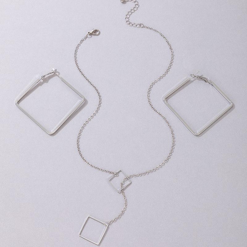 Элегантные линии геометрические позолоченные квадратные серьги женские украшения изящное ожерелье с подвеской на цепочке комплекты бижутерии высокого класса