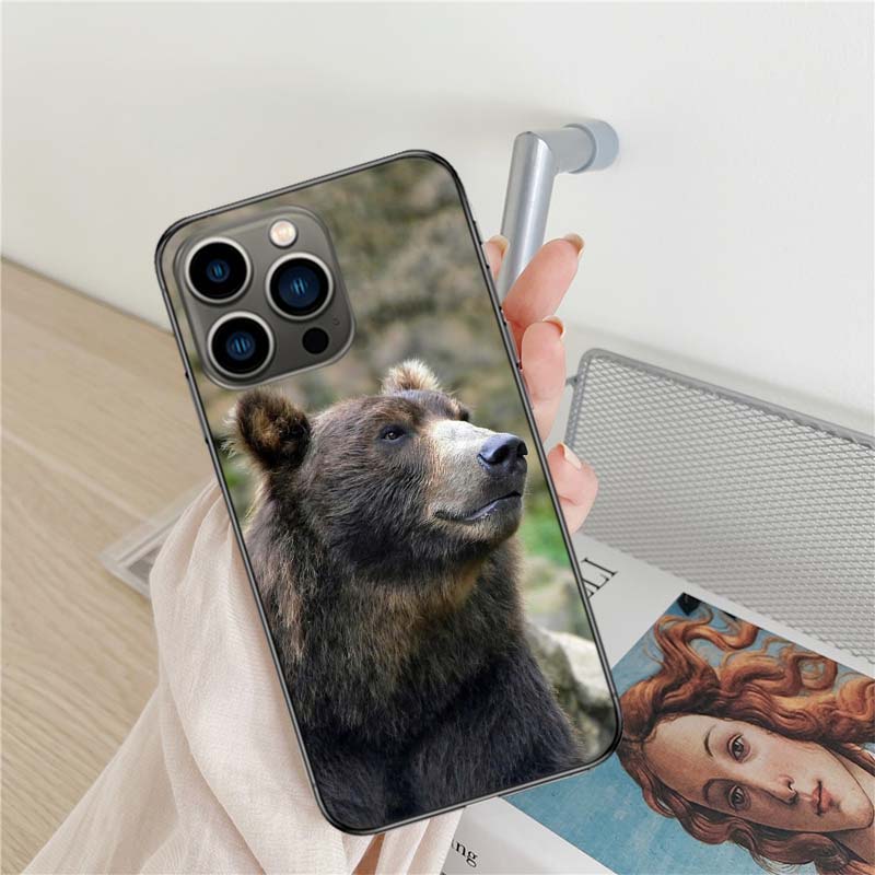 Kodiak Bear Phone Case For Iphone 17 Air 16 15 Pro Max 14 Plus 16E Coque 13 Pro 12 Mini 11 Clear Cover Silicone Cute Shell Soft