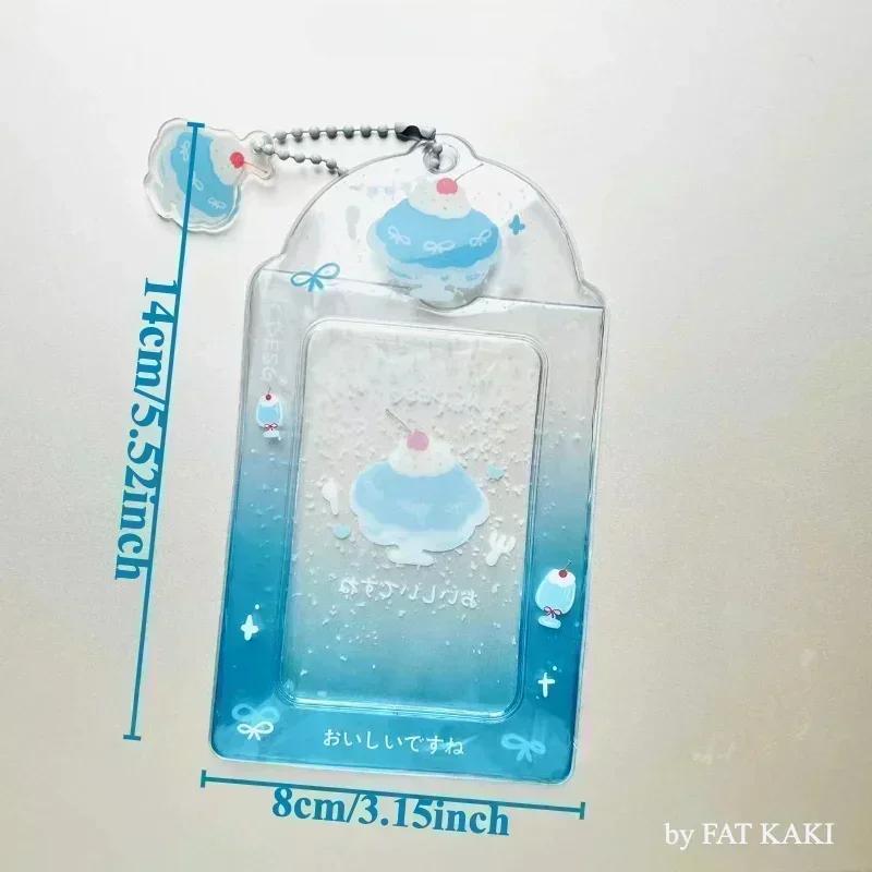 Original Design Summer Cheery Smoothie PVC Picture Frames with Chain Cute Ice Cream Photocard Holder for 3 Inch Kpop Card 2025