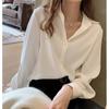 Women's Plus Size White Chiffon Shirt - Korean Design, Spring/Autumn Suit Shirt