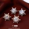 Real Gold Electroplated Silver Needle Inlaid Zircon Hexagonal Snowflake Earrings Niche Cold Wind Earrings Versatile High-end Earrings