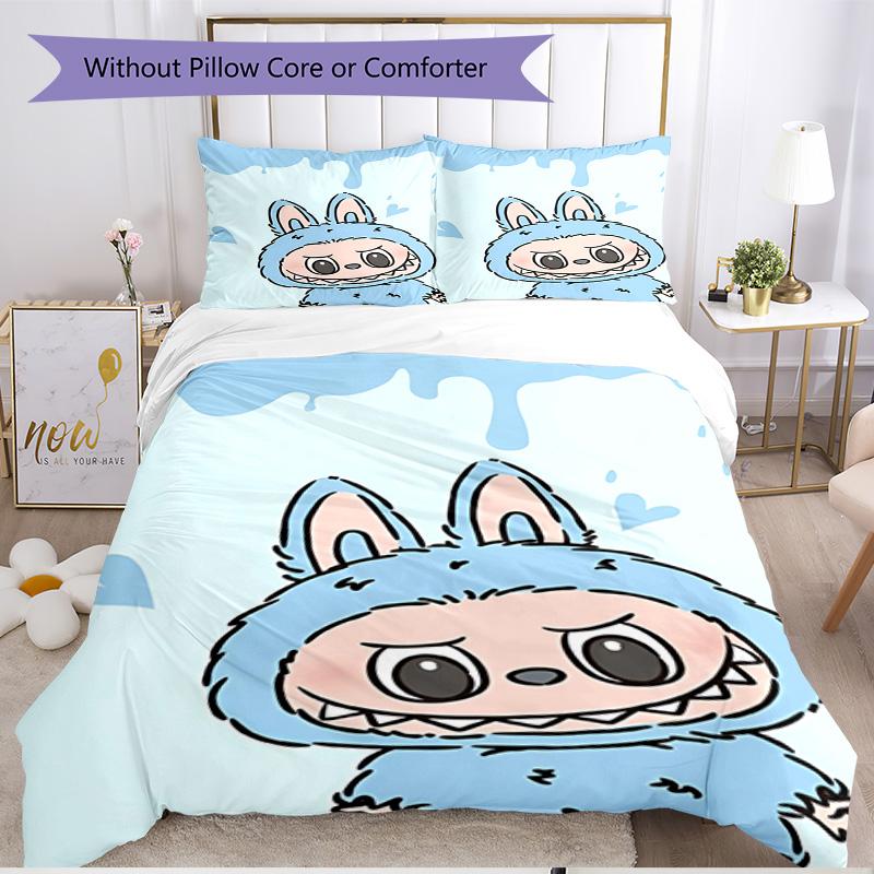 3pcs Duvet Cover Set (1*Duvet Cover + 2*Pillowcase, Without Core), Labubu Print Soft All‑Season Bedding Set, Home Bedroom Decor Gift