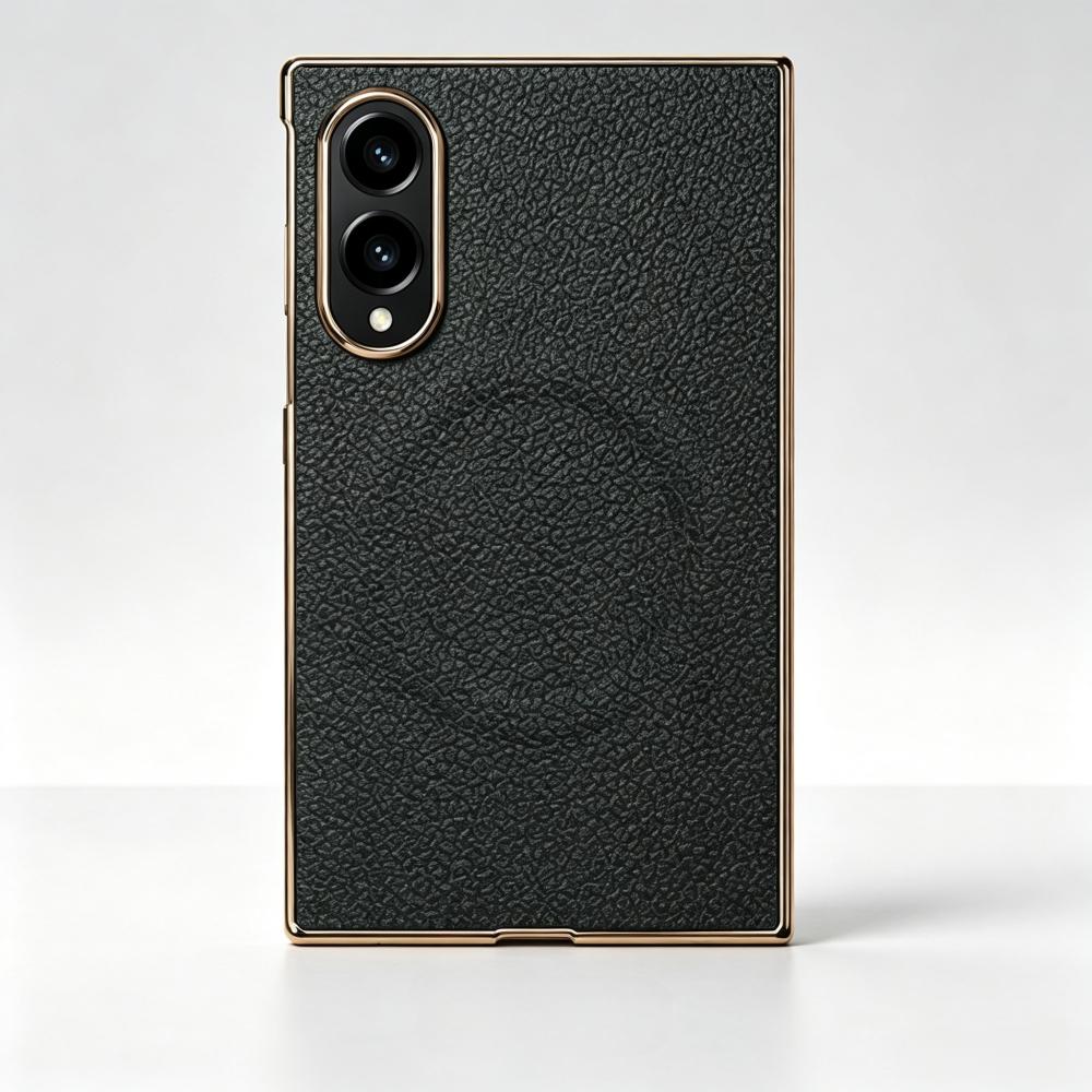 Деловой Магнитный Чехол с Текстурой PU Кожи для Samsung Galaxy Z Fold 8 Ultra 7 6 5 4 3 Zfold8 Беспроводная Зарядка Задняя Крышка Funda