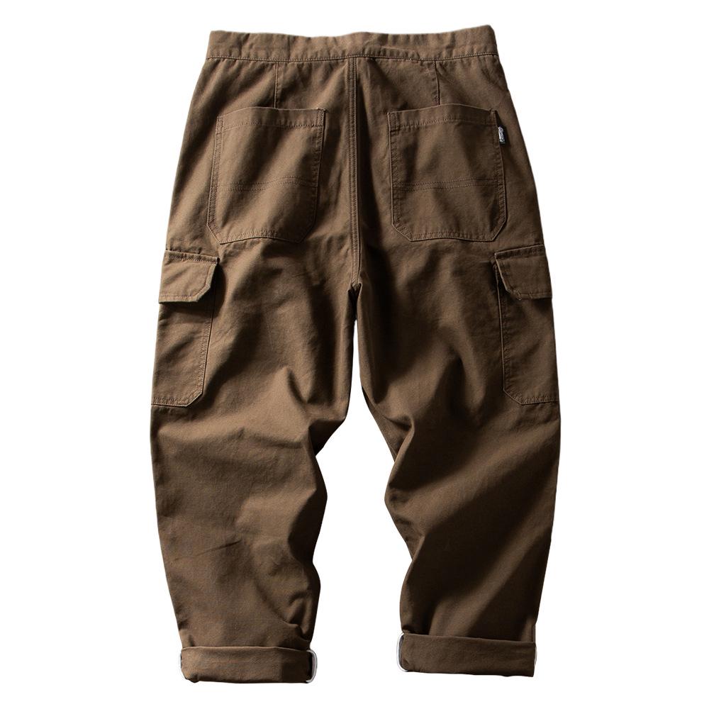 Мужской ретро-комбинезон в японском стиле с несколькими карманами и зауженным кроем - плотные повседневные брюки для весны и осени