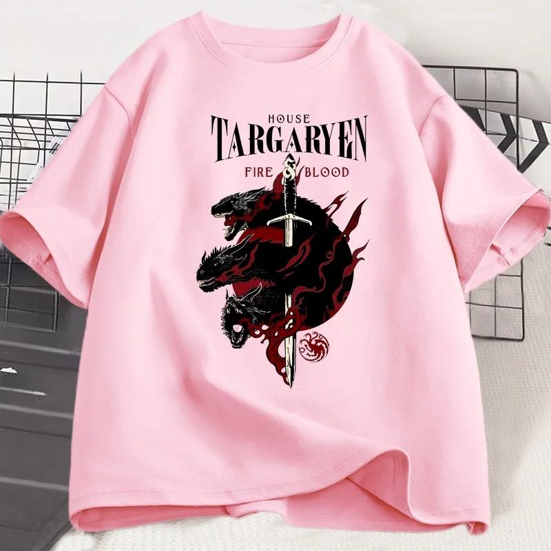 House Targaryen T Shirt Fire and Blood TShirt GOT Unisex Tshirt Cotton Fashion Short Sleeve Casual Printed Tee Shirt Streetwear