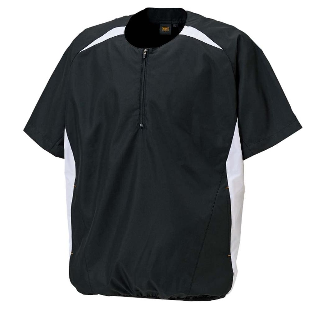 ZETT Baseball Short Sleeve Black and White XO BOV535H Half-Zip Jumper, (1911A),