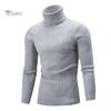 Casual Men Winter Solid Color Turtle Neck Long Sleeve Twist Knitted Slim Sweater