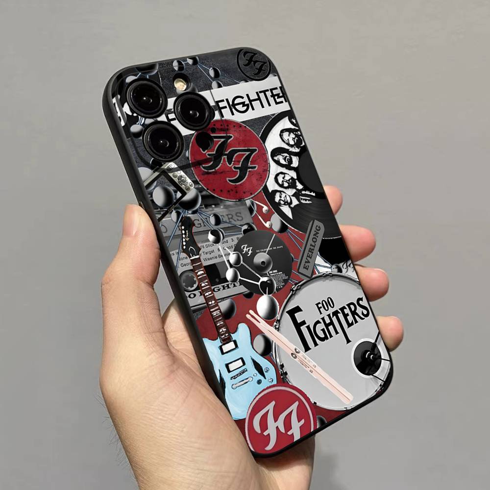 Чехол для телефона F-FOO FIGHTERS для iPhone 17 16 15 14 13 12 11 Pro Max Plus Mini Силиконовый Черный Чехол