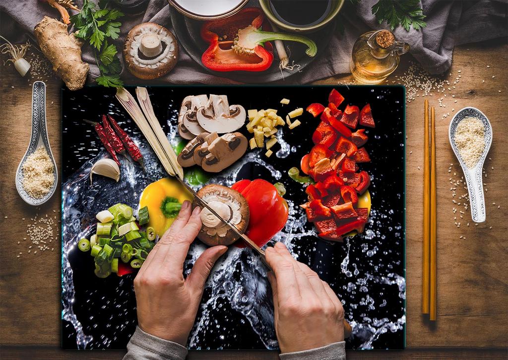 GLASS PLATE CUTTING BOARD 52x40 PEPPER