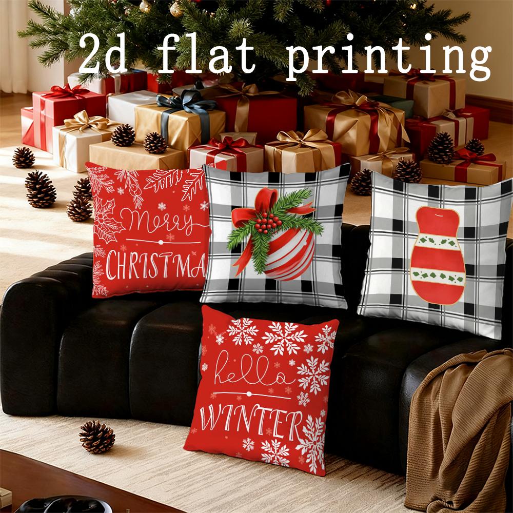 Home Decor Christmas & Winter Patterned Pillow Covers Pattern Cushion Cover Suitable for Sofa Bedroom Car Pillow Cover