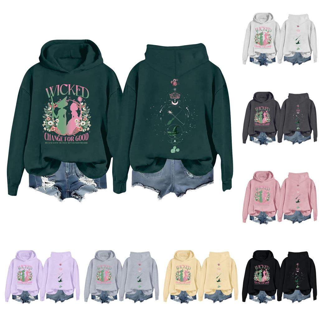 Женская повседневная толстовка с длинным рукавом и принтом Bad Witch