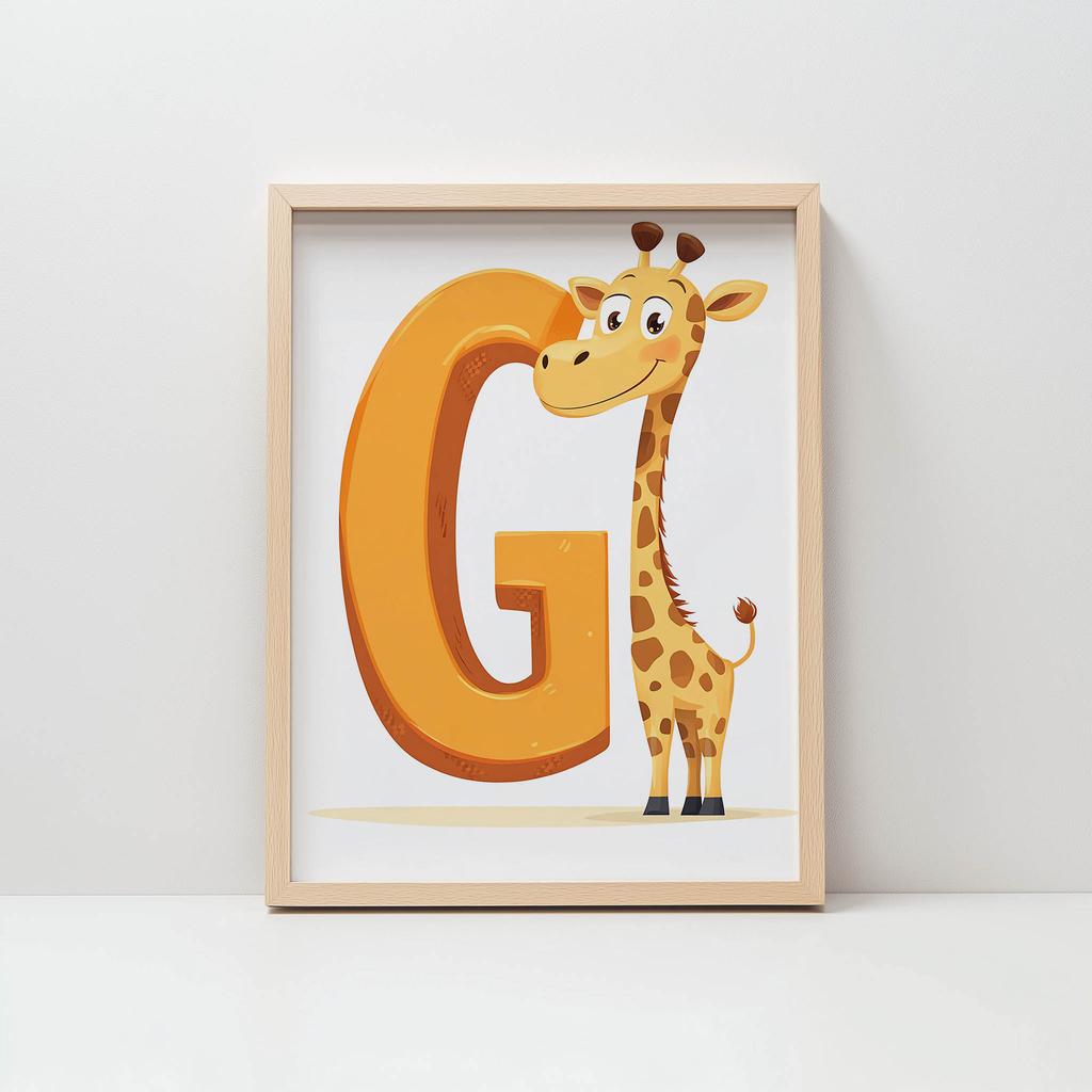Plakat Litera G Z Żyrafą Plakat Litera G Z Żyrafą, 40X50 Cm, Bez Ramy, Papier Matowy 230 Gsm