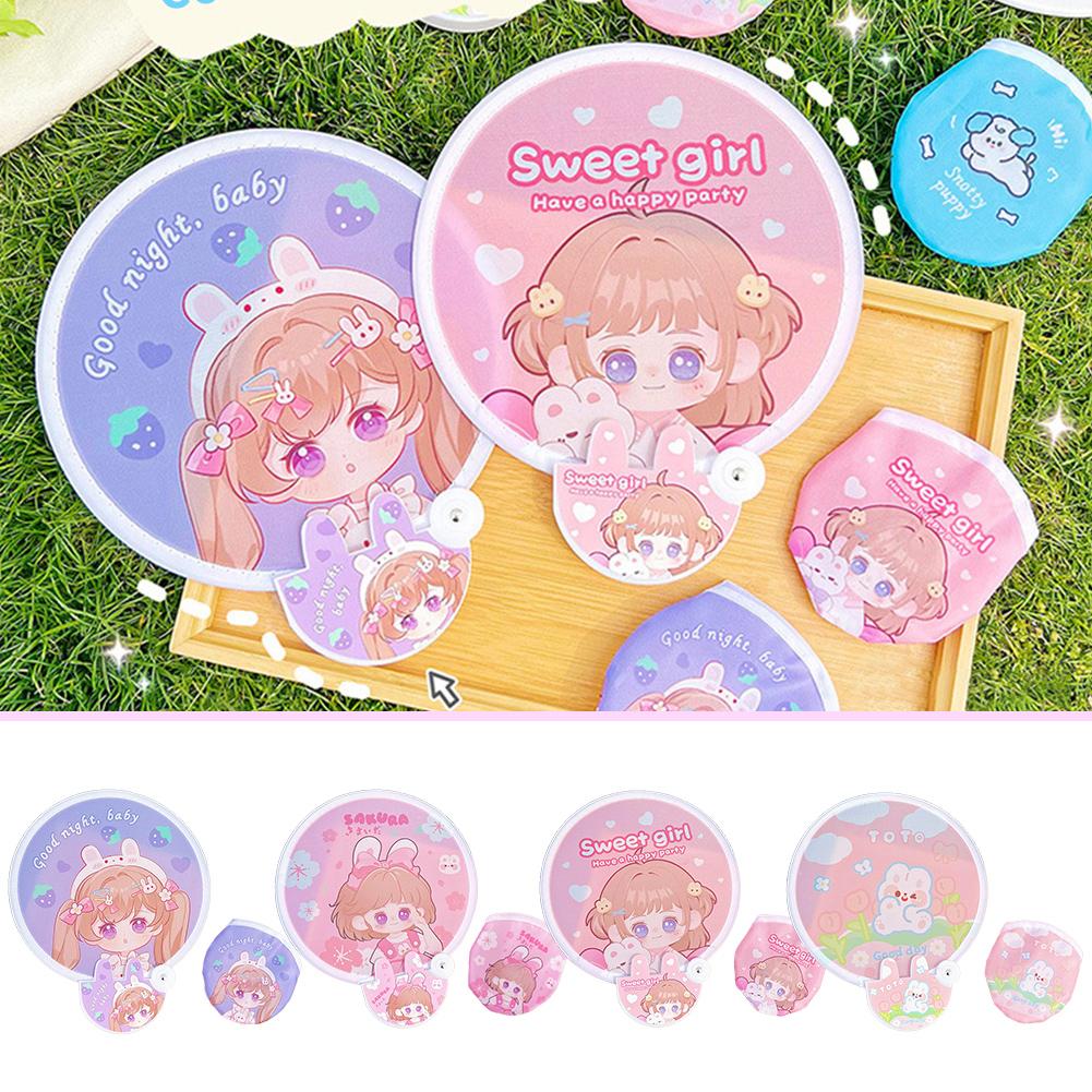 Мультяшный летающий дисковый вентилятор портативный с ручкой охлаждения складной круглый карманный вентилятор C1I4