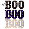 Настенный знак Boo 3 шт. Буквы Хэллоуина со светодиодной подсветкой Внутренний световой короб Милые декорации для дома с привидениями Вверх БУ для дома Кухни Камина
