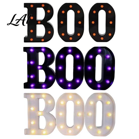 Настенный знак Boo 3 шт. Буквы Хэллоуина со светодиодной подсветкой Внутренний световой короб Милые декорации для дома с привидениями Вверх БУ для дома Кухни Камина