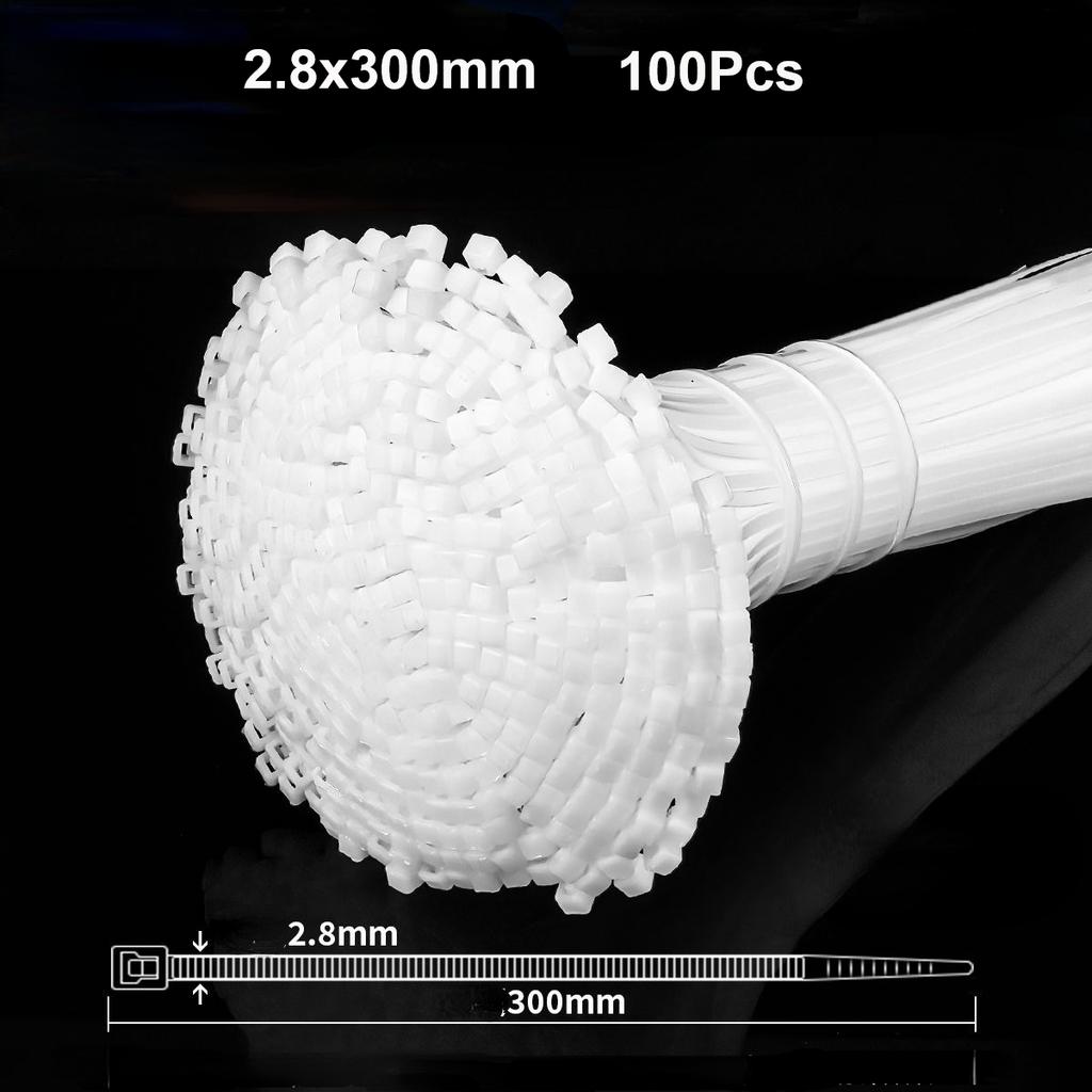 100Pcs Heavy Duty Self-locking Plastic Nylon Tie Wrap, Strong and Reliable Cable Ties