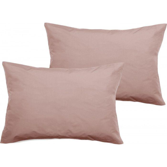 Set of 2 Percale Pillowcases Pure Combed Cotton Long Fibers 80 Threads/cm² South Wind - Pink - Set of 2 Pillowcases 50 X 70