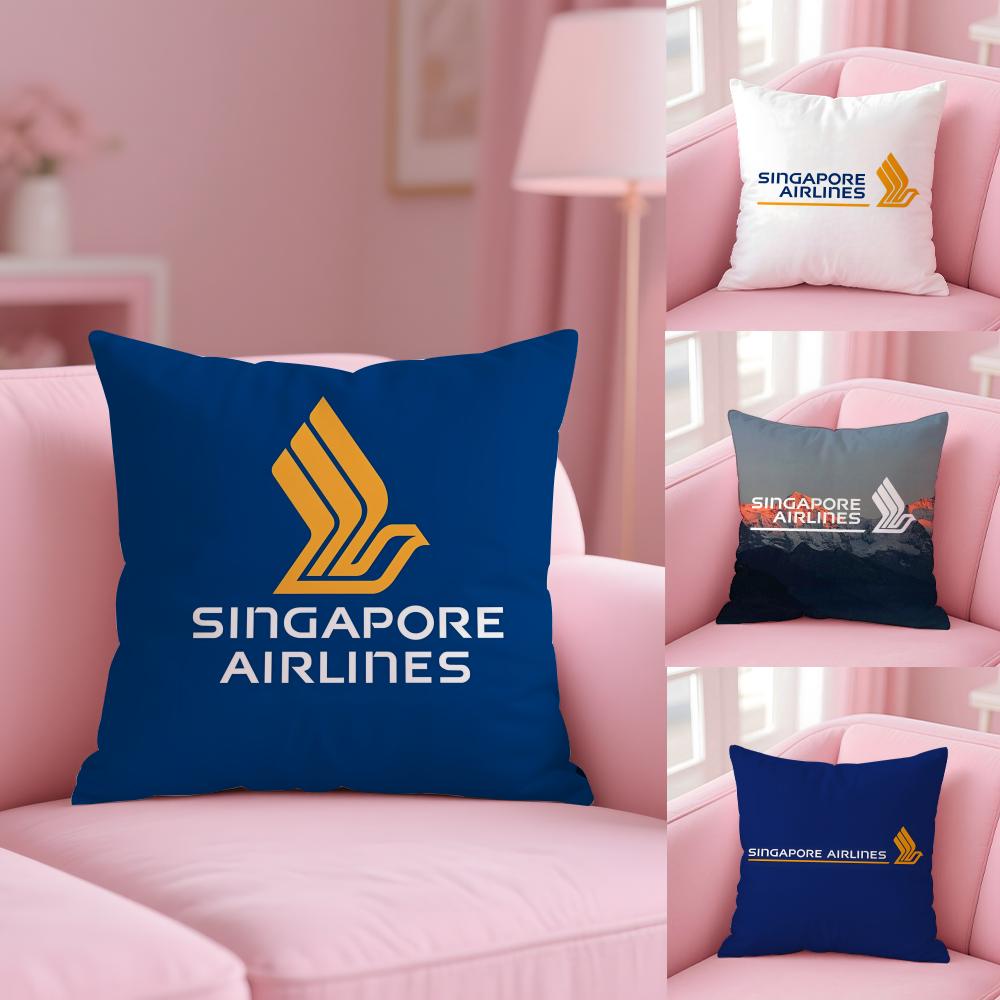Наволочка Singapore Airlines Плюшевая ткань Мягкая Двусторонняя печать Диван Теплая Зимняя Дом Детский подарок Чехол для подушки