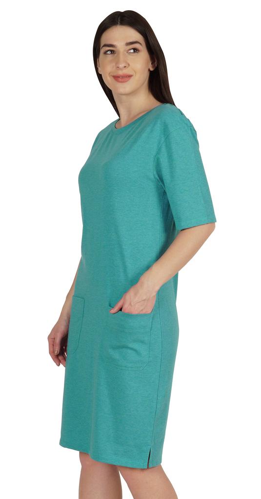 Inkmeso Женское платье-футболка с рукавами по локоть, стандартного кроя, с передними карманами