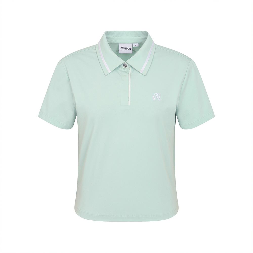 MALBON GOLF Color Tip Basic Crop T-Shirt Light Mint (Woman)