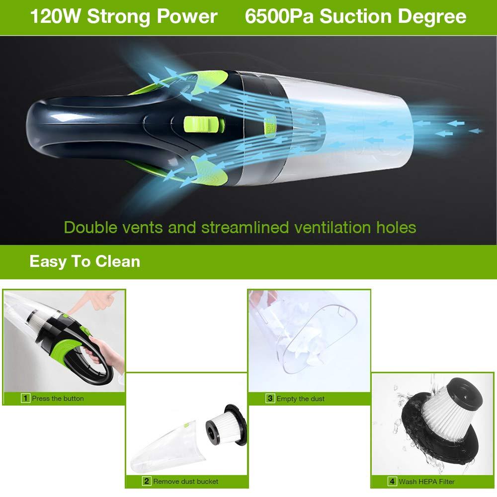 6500pa Strong Power Car Vacuum Cleaner 120W Cordless Wet and Dry Dual Use Auto Portable Vacuums Cleaner Office DC 12V