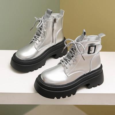 2024 Новые популярные однотонные универсальные женские ботинки, удобная верхняя одежда, профессиональные женские ботинки со шнуровкой и пряжкой