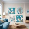 4 Pcs Wood Home Sign Coastal Beach Wall Decor Beach Signs Blue And Wall Decor Beach Theme Sign For Home Letters Hanging Wall Decor Art Sign