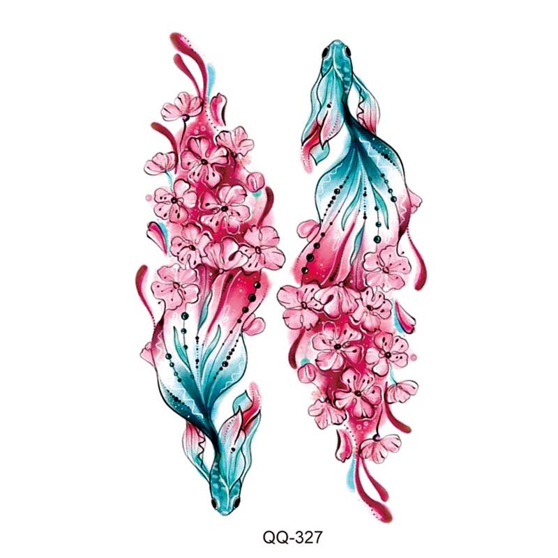 Маленькая водонепроницаемая временная татуировка-наклейка, цветные перья, цветы, листья, планета, луна, женский боди-арт, запястье, шея, поддельные татуировки для мужчин