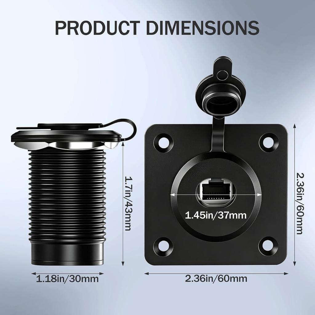 RJ45 Passthrough Wall Socket Compatible with Starlink Gen 3,CAT6 Ethernet | Aluminum Female to Female IP68 Waterproof Wall Pass Through Kit.For RV,