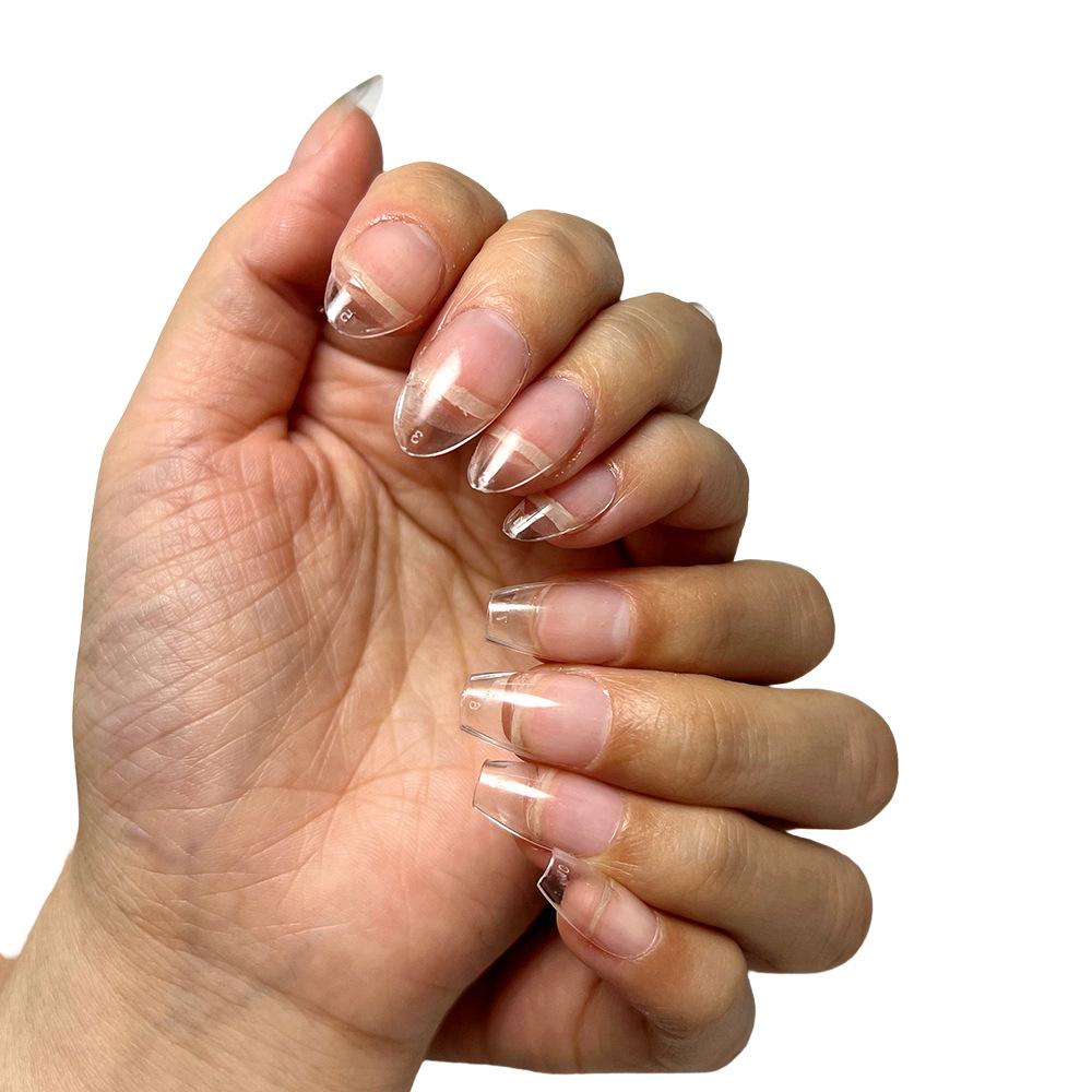 120 ультракоротких квадратных накладок для ногтей миндалевидной формы, ультратонкие и бесшовные прозрачные полуматовые накладки для ногтей