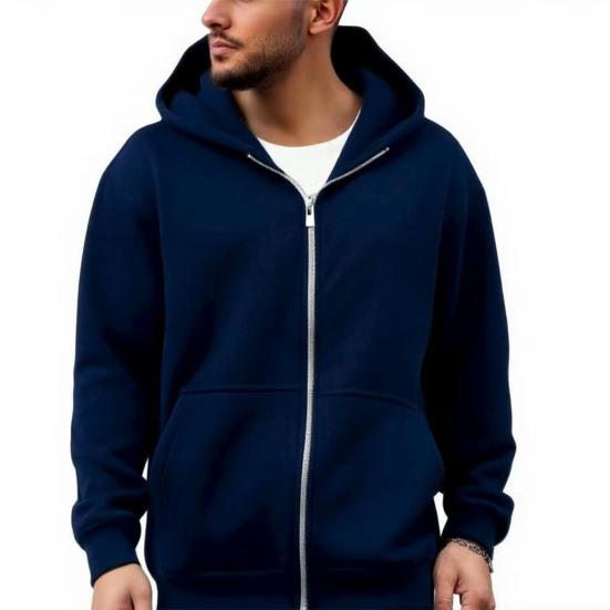 Men Sweatshirt Coat Hooded Long Sleeve Zipper Closure Hoodie Coat with Schoolbag Design Solid