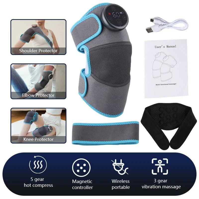 Electric Knee Massager Belt Heating Pad Vibration Shoulder Massager Arthritis Physiotherapy Massage Knee Pad Pain Relief
