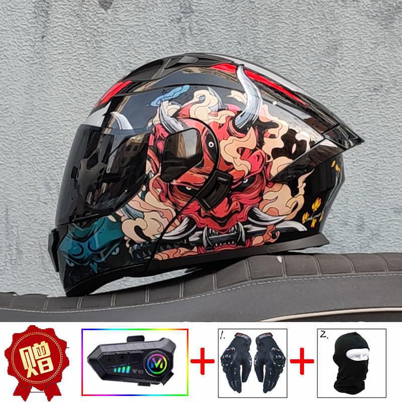 ORZ High-quality Motorcycle Professional Racing Flip Helmet ABS Material Modular Dual Lens Bluetooth Helmet DOT Certification