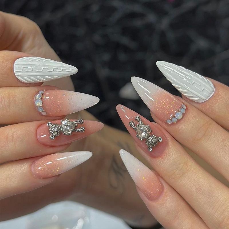 Европейские и американские градиентные персиковые балетные типсы для коротких ногтей