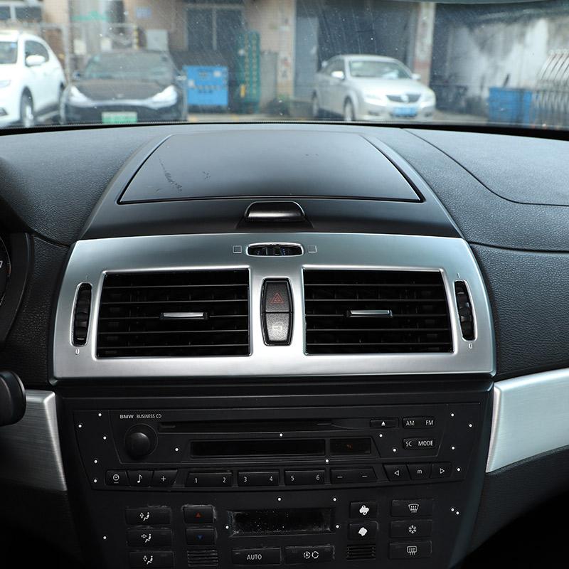 Для BMW X3 E83 2006-2010 ABS серебристый автомобиль на центральной консоли центрального кондиционирования воздуха на выходе рамки наклейки автомобиля