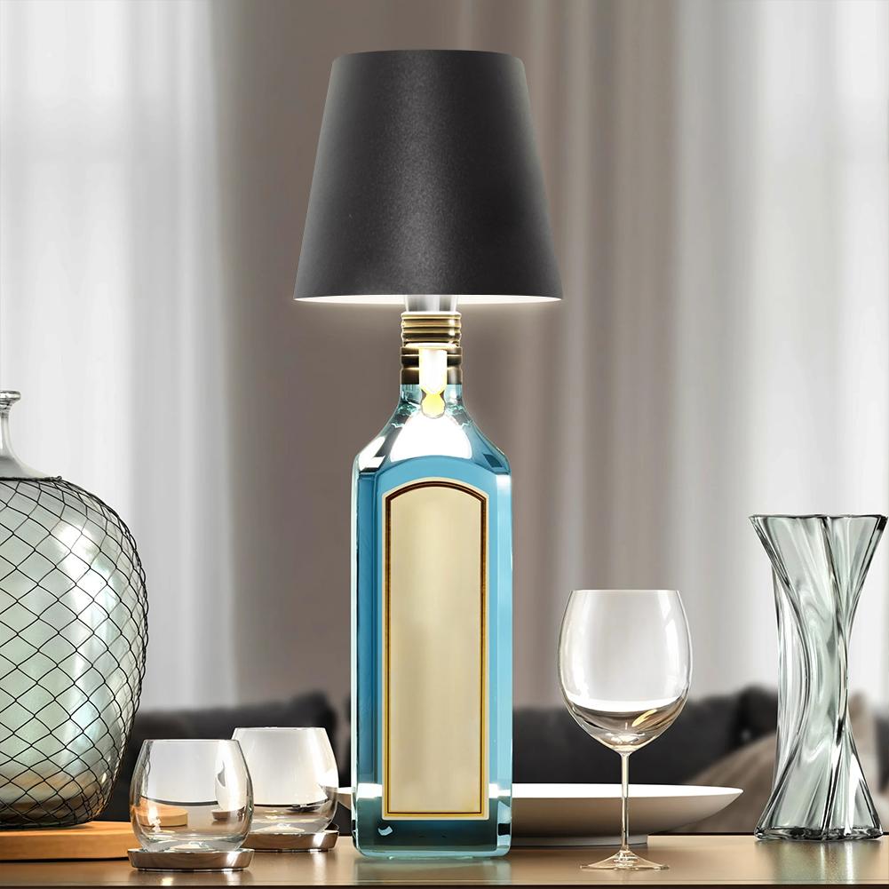 Светодиодная настольная лампа, перезаряжаемая, 2000 мАч, металлическая, с регулируемой яркостью, лампа-бутылка с плавной регулировкой яркости, светодиодная лампа-бутылка для вина, семейный ресторан и бар