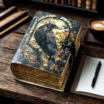 Винтажный большой кожаный журнал, винтажная книга теней ручной работы, дорожный блокнот для письма, журнал ведьмы, подарки для мужчин