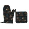 Forest Fox Oven Mitts and Pot Holder Sets of 2 for Baking Kitchen Cooking Grilling Resistant Non-Slip Gloves