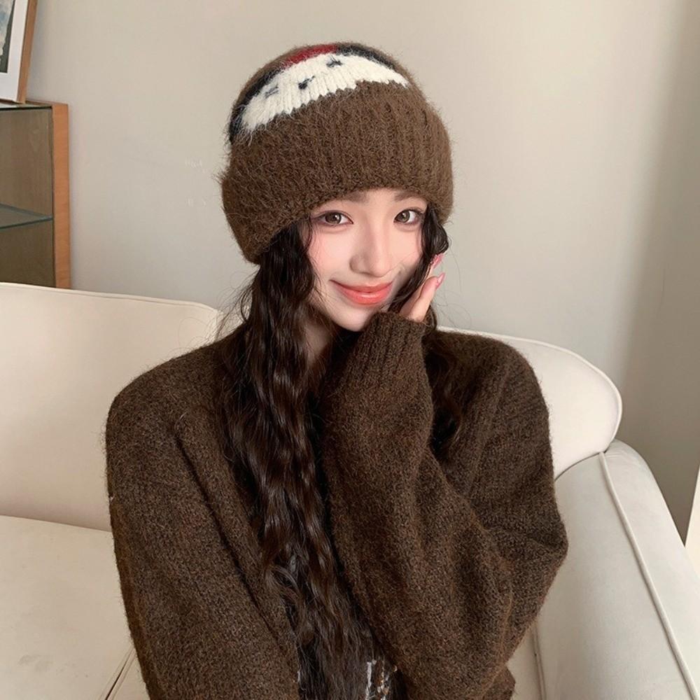 Ear Protection Outdoor Knitted Beanie Hat Warm Winter Beanie Hat  Girls