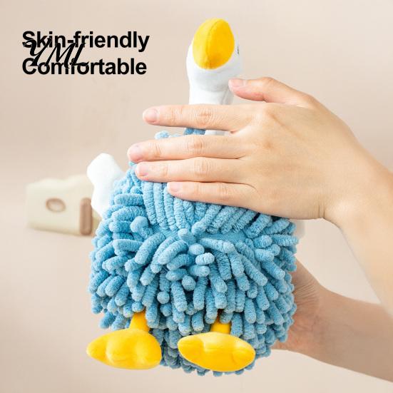 Quick Dry Hand Towel for Kids Chenille Goose Towel, Soft Cute Fuzzy Polyester Towels Absorbent Ball Bathroom Kitchen Room Hanging