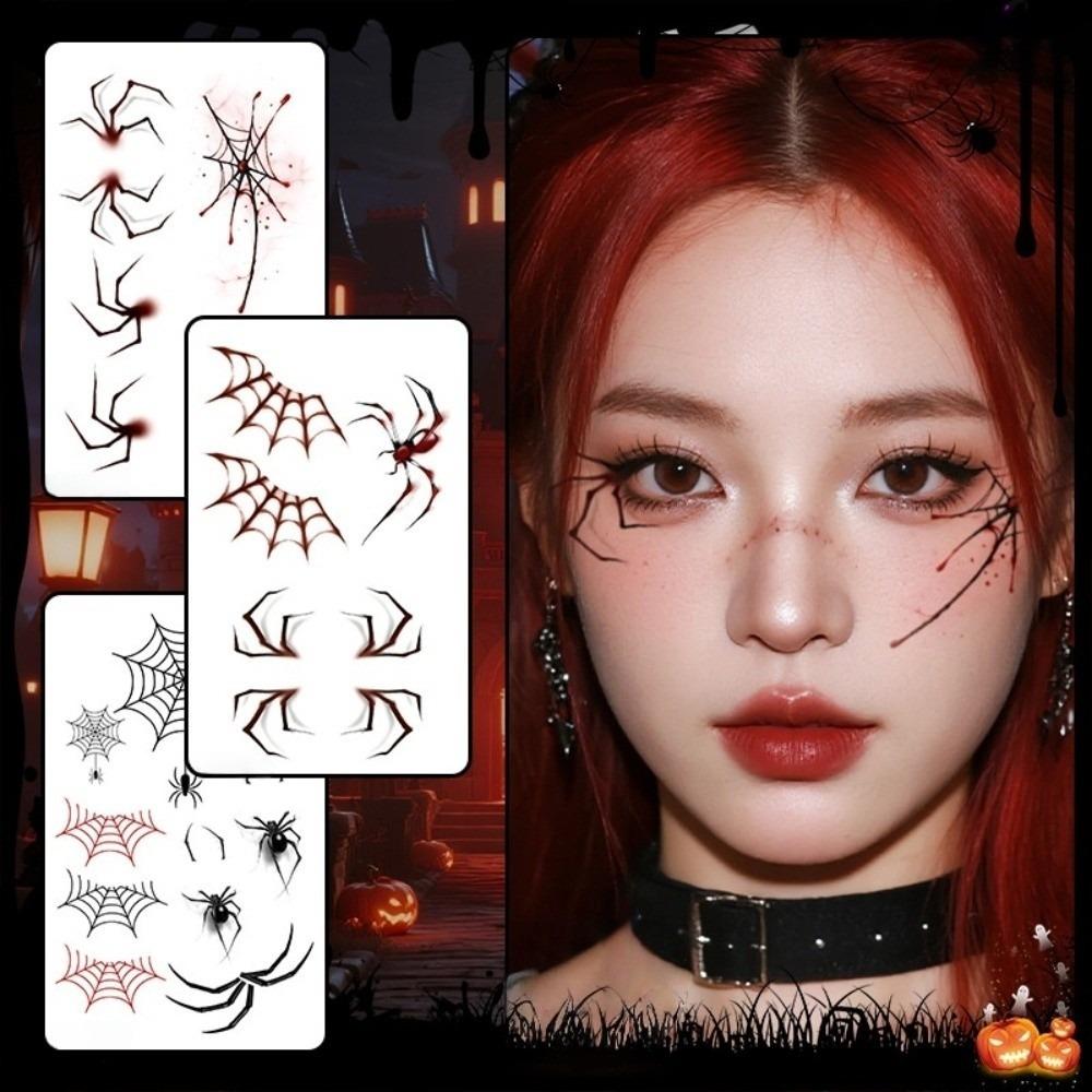 Waterproof Joker Face Tattoo Sticker Make Up Spider Web Tattoo Sticker Halloween