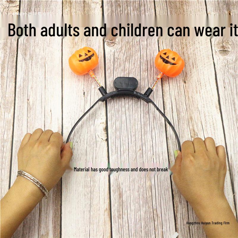 Luminous Halloween Pumpkin & Horn Headband for Kids & Adults