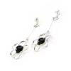 Les Trésors De Lily [I8890] - Flora 'Jet Black Goddess' Silver Earrings